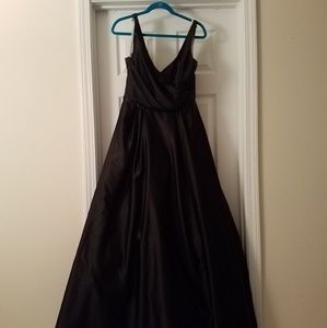 David's Bridal Satin Tank Long Ball Gown